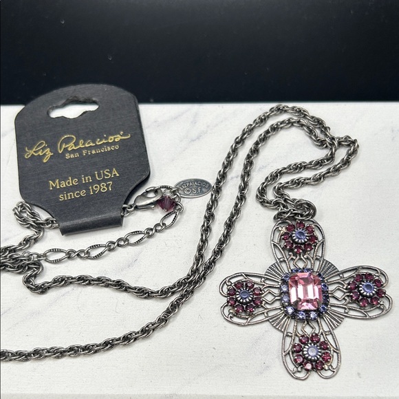 Gorgeous Liz Palacios San Francisco Rhinestone Cross Necklace. New on Card! #541 - Picture 1 of 5